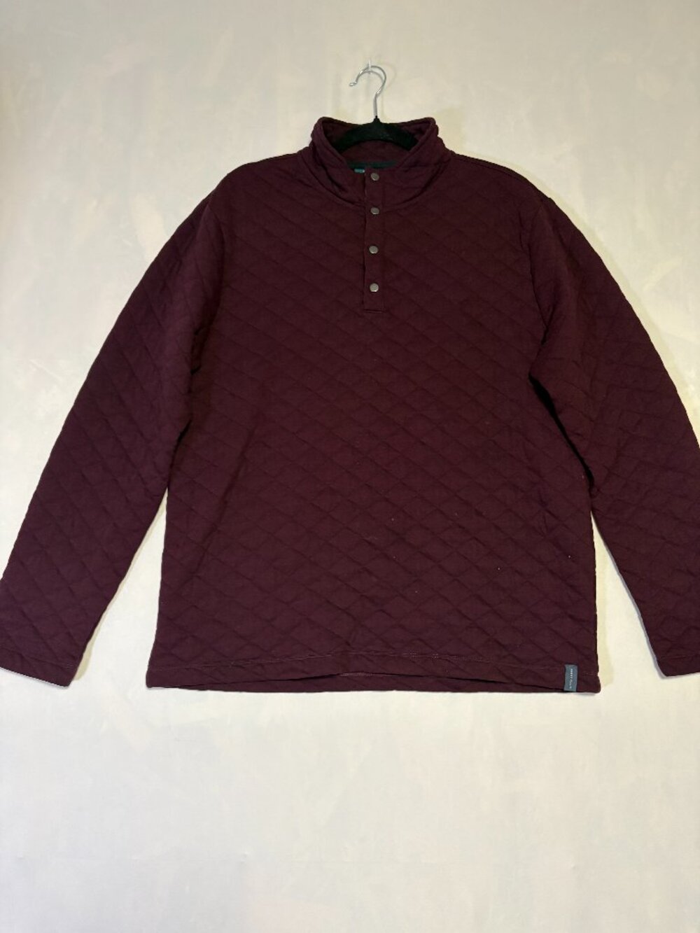 Perry Ellis Men’s Quilted Snap Pullover Burgundy Size Large
